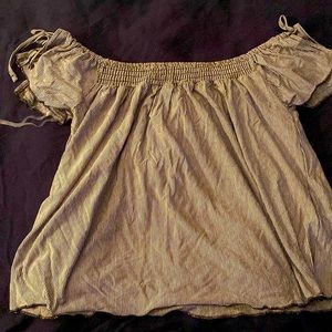 American eagle stripe off shoulder tee